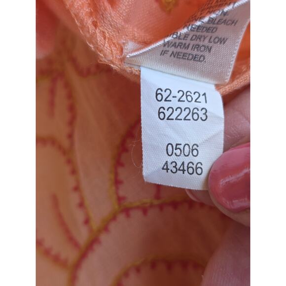 J. Jill Women's Medium 100% Linen Embroidered Tunic Top Peach 3 Quarter Sleeve - Picture 11 of 16